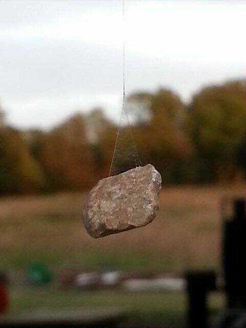 A rock held by a spider web in North America. Picture: www.iflscience.com
