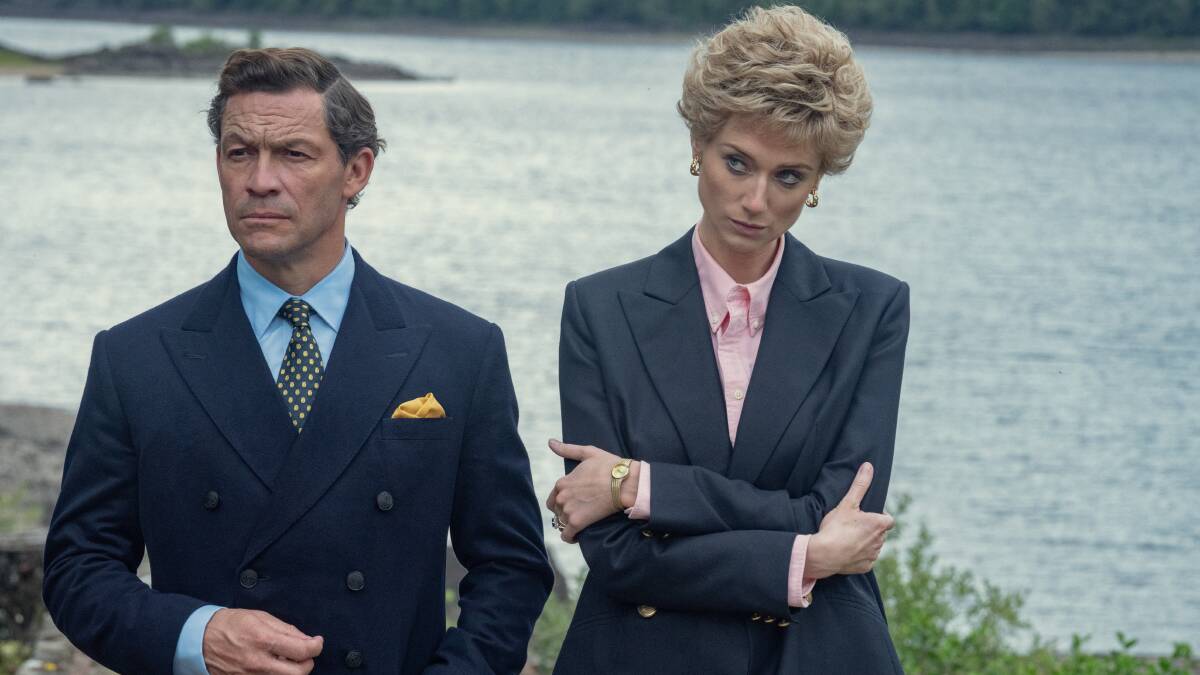 Dominic West as Prince Charles and Elizabeth Debicki as Diana in Season 5 of The Crown. Picture by Keith Bernstein/Netflix