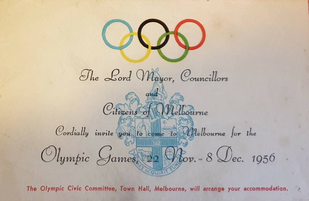 One of two invitations to the Melbourne Olympic Games. Picture: John Mullen