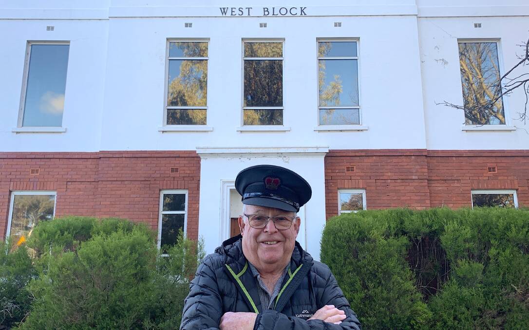 Barry Snelson outside West Block - wearing one of the much maligned drivers caps of the 1970s. Picture: Tim the Yowie Man
