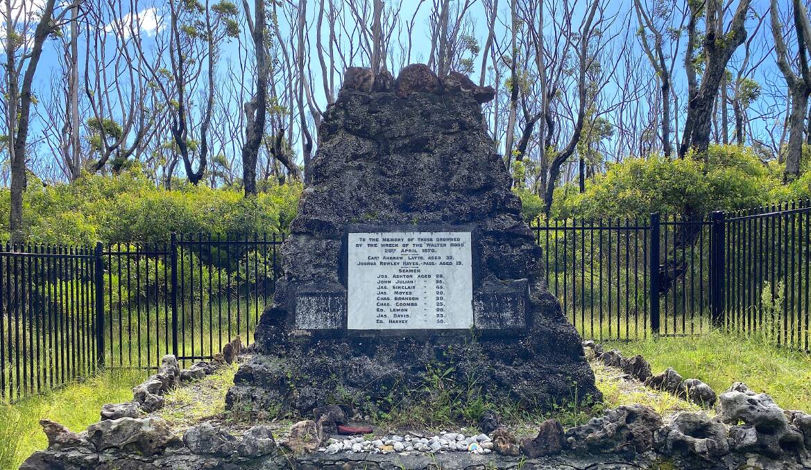 The graveyard and stone memorial to the shipwreck's victims. Picture by Tim the Yowie Man