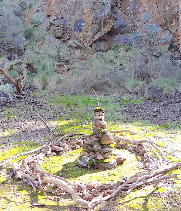 A rock cairn at Ainslie quarry. Picture: Jonathan Miller