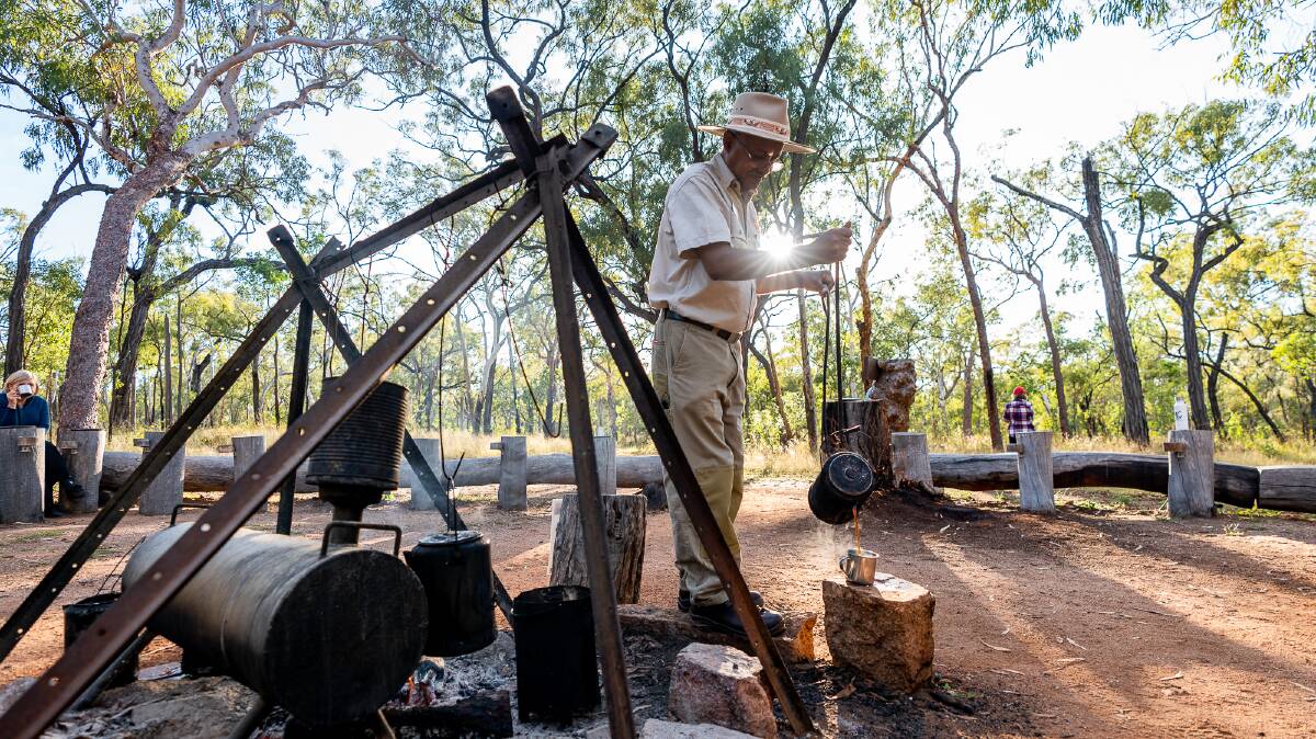 Breakfast is served around a campfire at the Undara Experience.