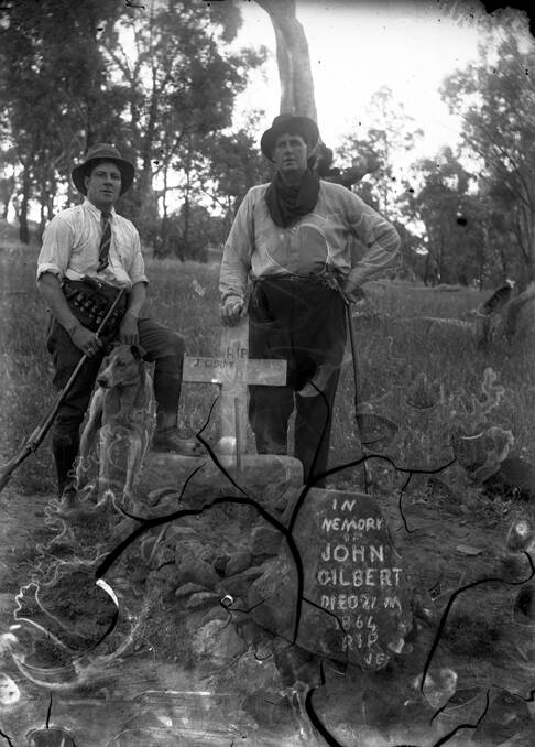 A glass negative plate of Gilbert's Grave, circa 1922. Picture courtesy of Berrima & District Historical Society
