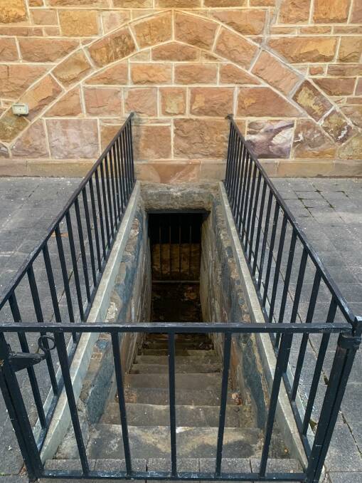 Entrance to the crypt at St John's Church in Reid. Picture by Tim the Yowie Man