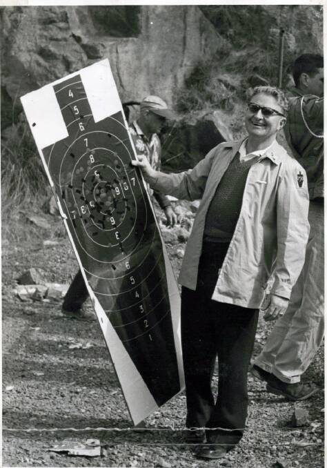 Jim Gowen, long-term president of the National Pistol Club, at the lower Ainslie quarry in the 1960s. Picture supplied