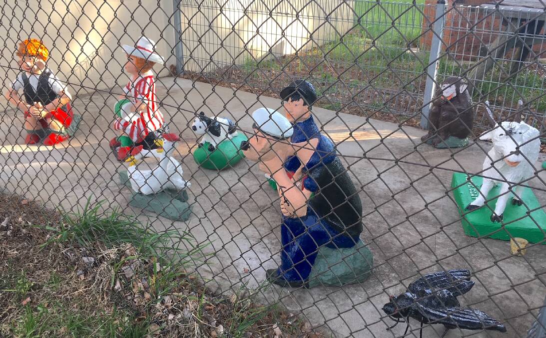 Cartoon character statues at the Bombala Swimming Pool. Picture: Tim the Yowie Man