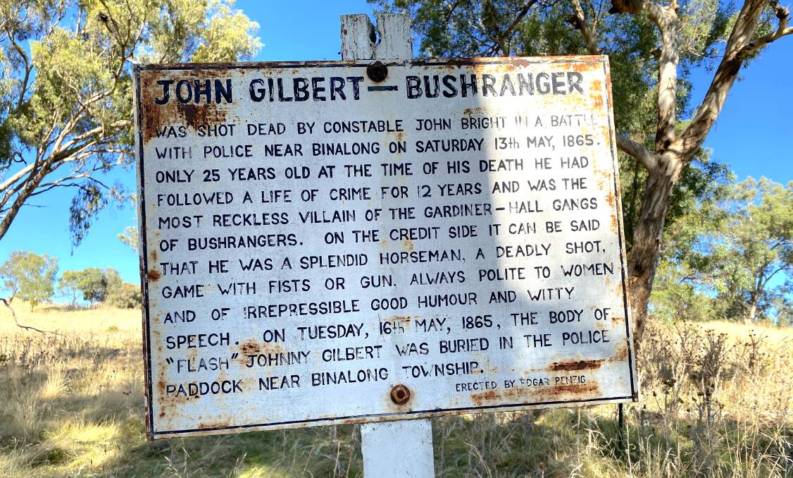 Edgar Penzig's 1960s explanatory sign at Gilbert's Grave. Picture by Tim the Yowie Man
