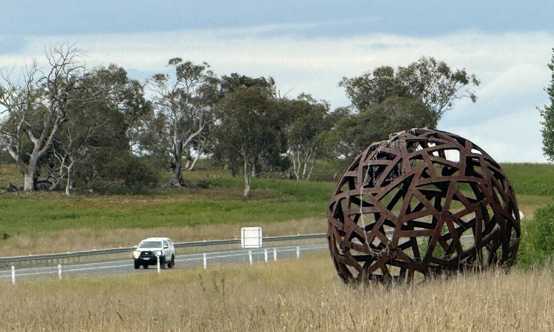 The metal sphere has become a landmark for those heading to The Snowies. Picture by Tim the Yowie Man