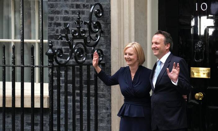 New UK prime minister Liz Truss and husband Hugh O'Leary pose outside number 10 Downing Street this week. Picture by Carl Court/Getty Images