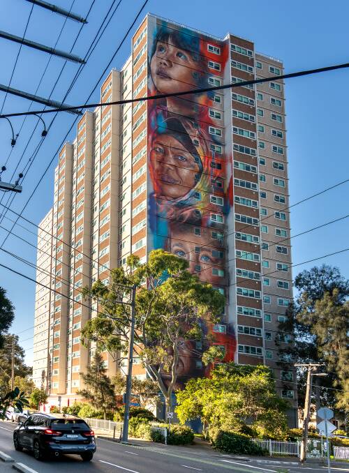 The 20-storey mural by Matt Adnate on the side of a public housing estate.
