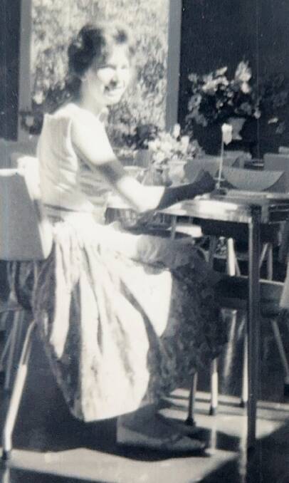 Sylvia Jordan (nee Beck) takes a break from work at the Eucumbene Tea House in 1962. Picture supplied