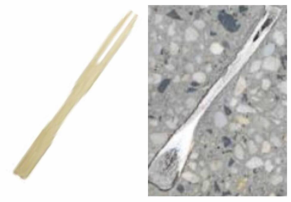 A fondue fork, left, and the 'bone' in the floor of the NPG. Picture supplied