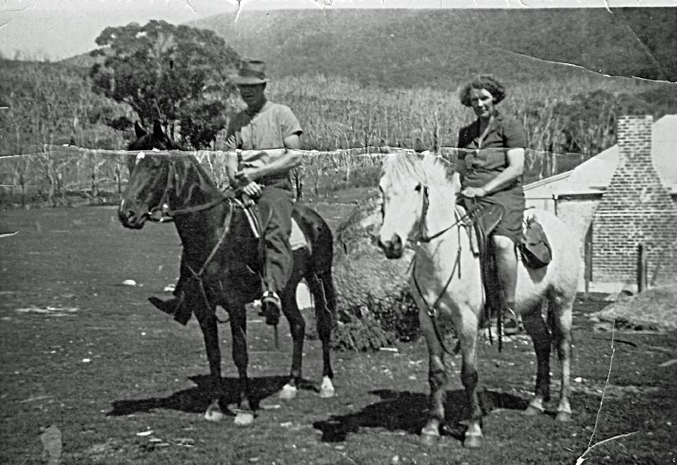 Elsie and Eric Blewitt when they lived at Nil Desperandum in the Tidbinbilla Valley. Elsie Blewitt left the property after her husband died in a tragic accident there. The falls may have been named after that by the Gilmour family. Picture: Jenny Horsfield