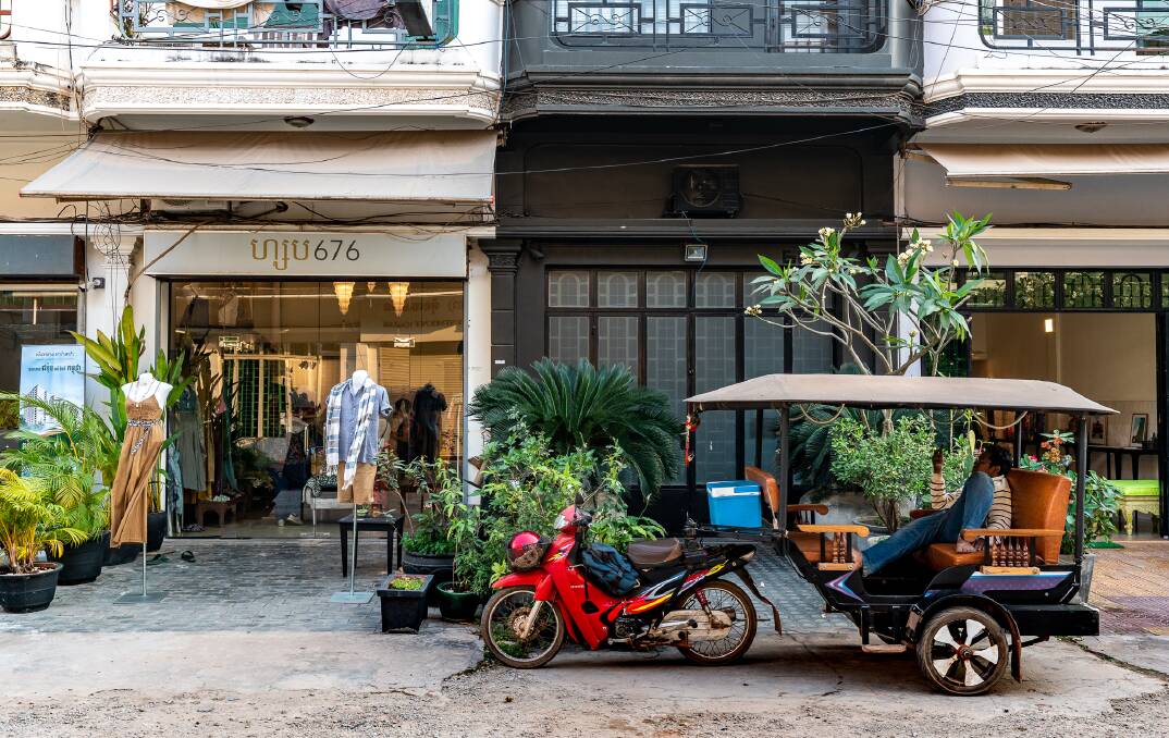 Boutique stores and hip cafes line the street known as Kandal Village. Pictures: Michael Turtle
