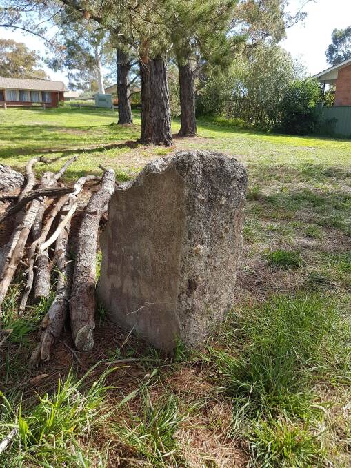 A stone, thought to be from Cranleigh homestead, in Chambers Street, Latham. Picture: Justin Bush
