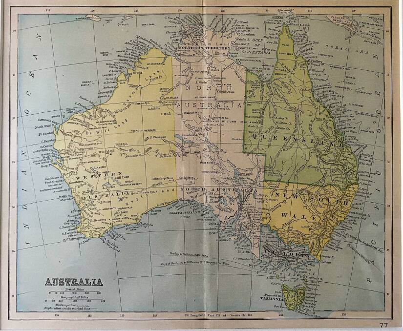 The 1889 map of Australia. Picture: Nathan Perkins