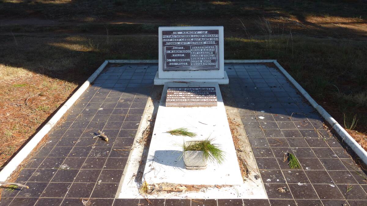 A memorial for the crash victims in Cooma's Mittagang Cemetery. Picture by Tim the Yowie Man