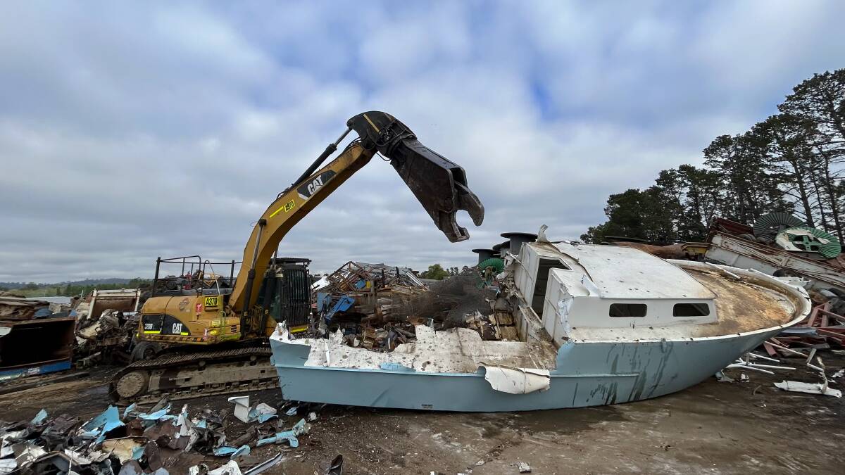 The boat is cut up for scrap metal. Picture Access Metal Recycling