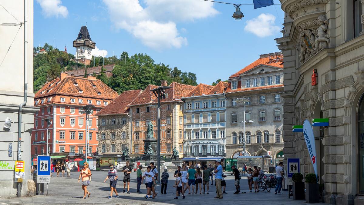 The historic centre of Graz is a World Heritage Site full of beautiful buildings.