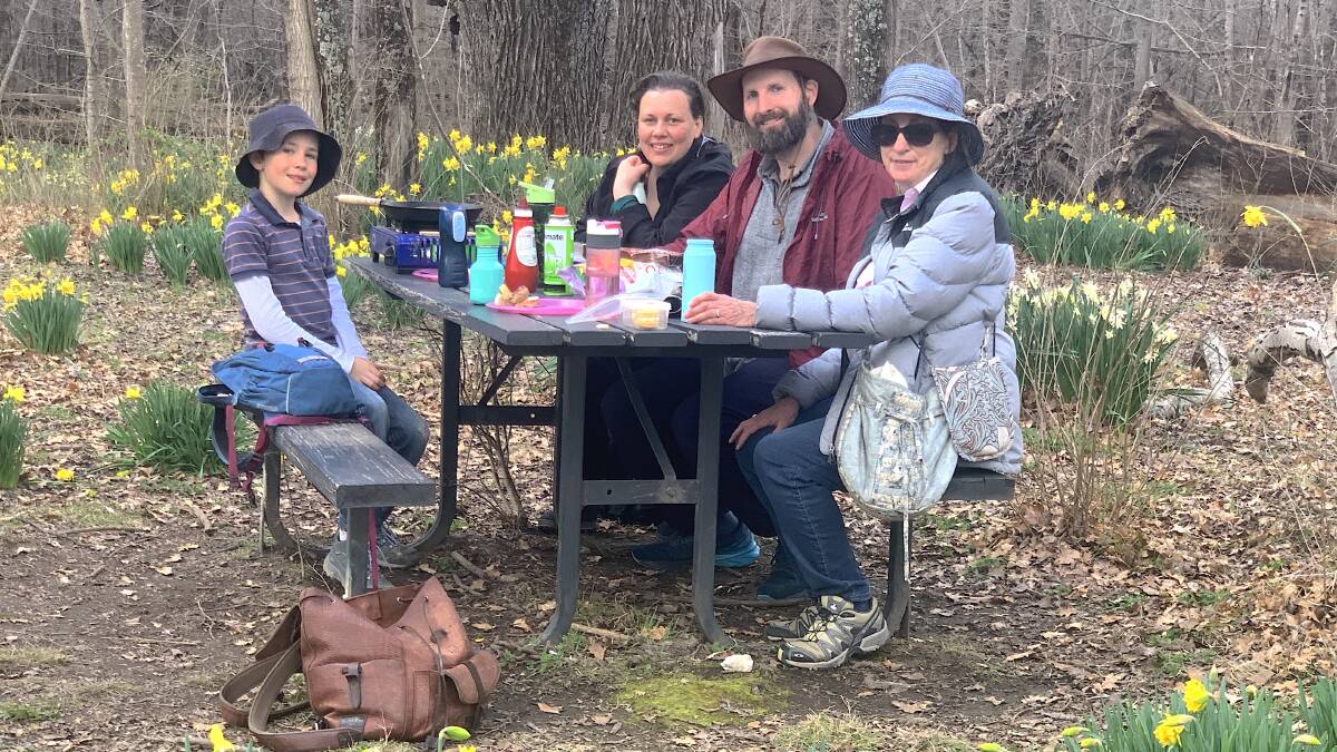 Surrounded by flowers and within earshot of "a babbling brook", this picnic table at the site of the old Sherwood Forest Homestead is popular with visitors. Picture by Tim the Yowie Man