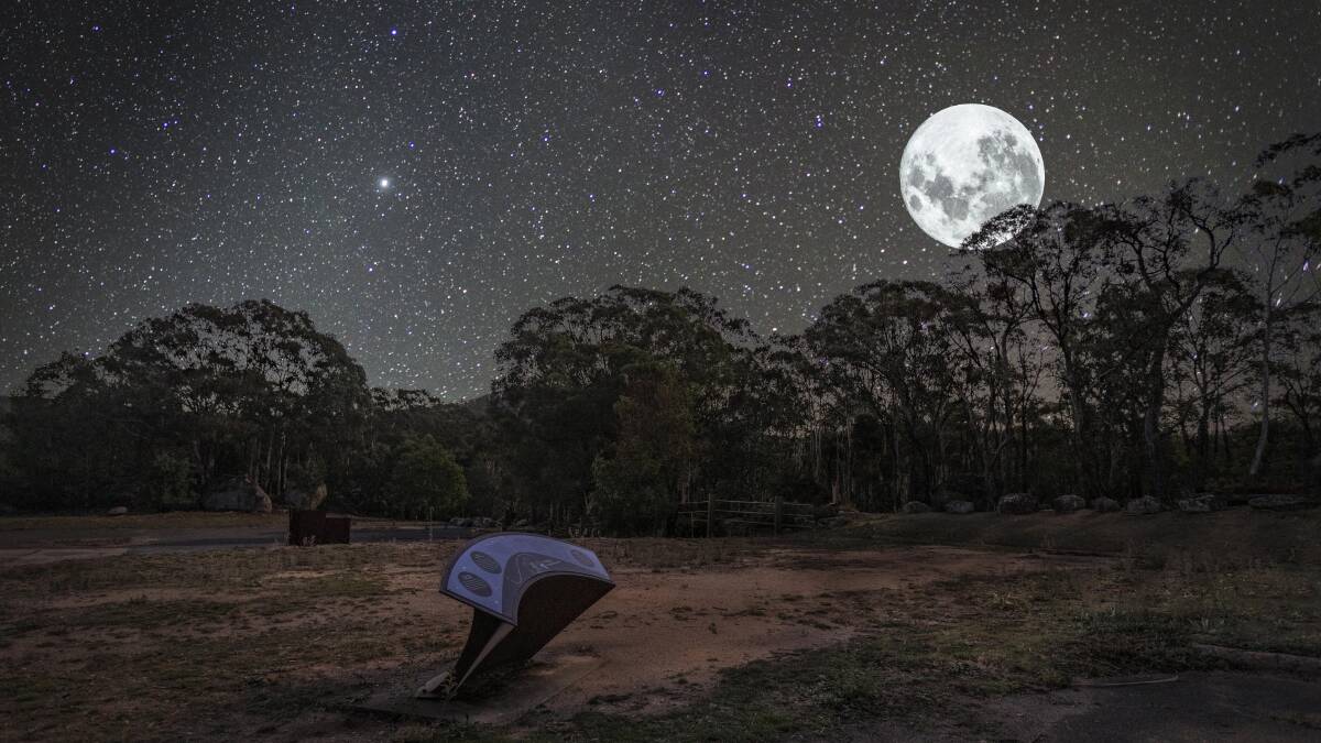 A full moon over the former Honeysuckle Creek Tracking Station site. Picture by Ari Rex