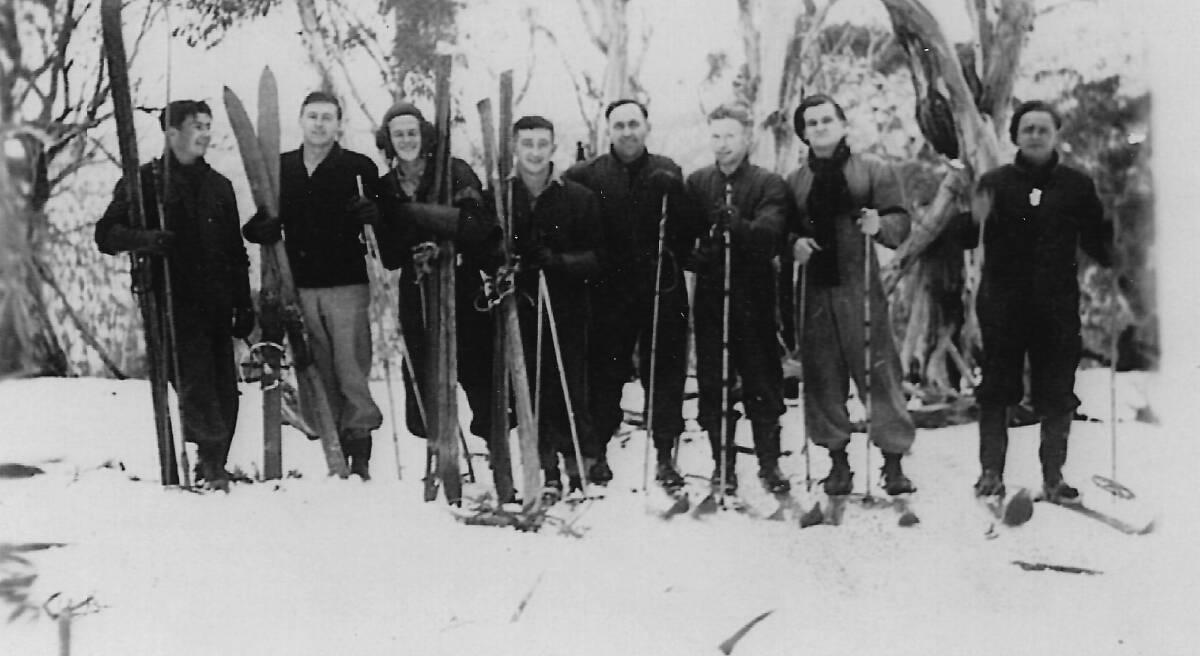A group of Dutch airmen en route to Mt Franklin Chalet in the Brindabellas in 1942. Picture: Ted Lewis