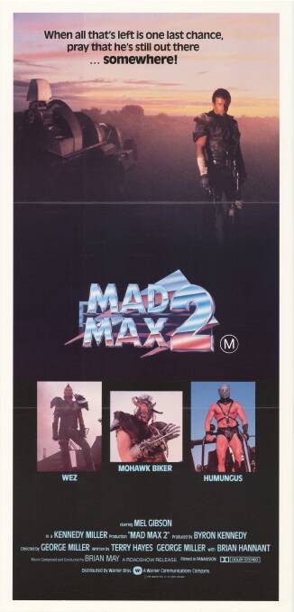 The poster for Mad Max 2, with Guy Norris as Mohawk Biker. Picture: National Film and Sound Artchive