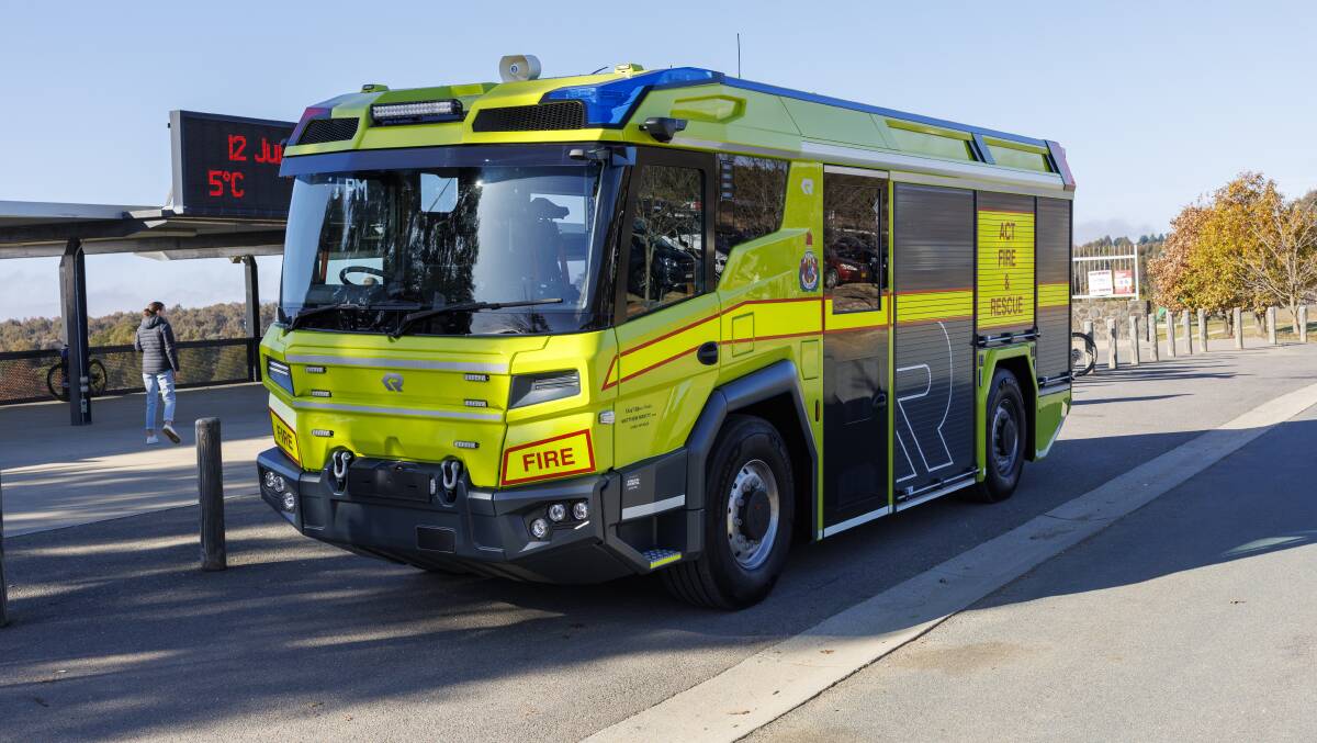 Scarce technical details were offered in the cabinet briefing on the $1.6 million hybrid electric fire truck. Picture by Keegan Carroll 