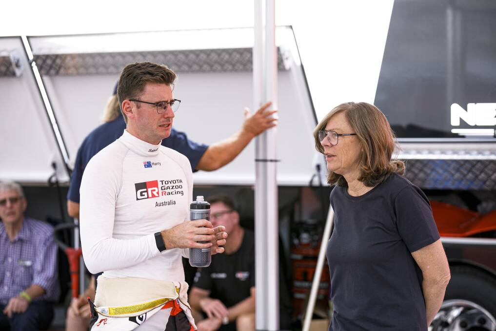 Harry Bates and Coral Taylor discuss their strategy for the rally ahead. Picture: Jack Martin