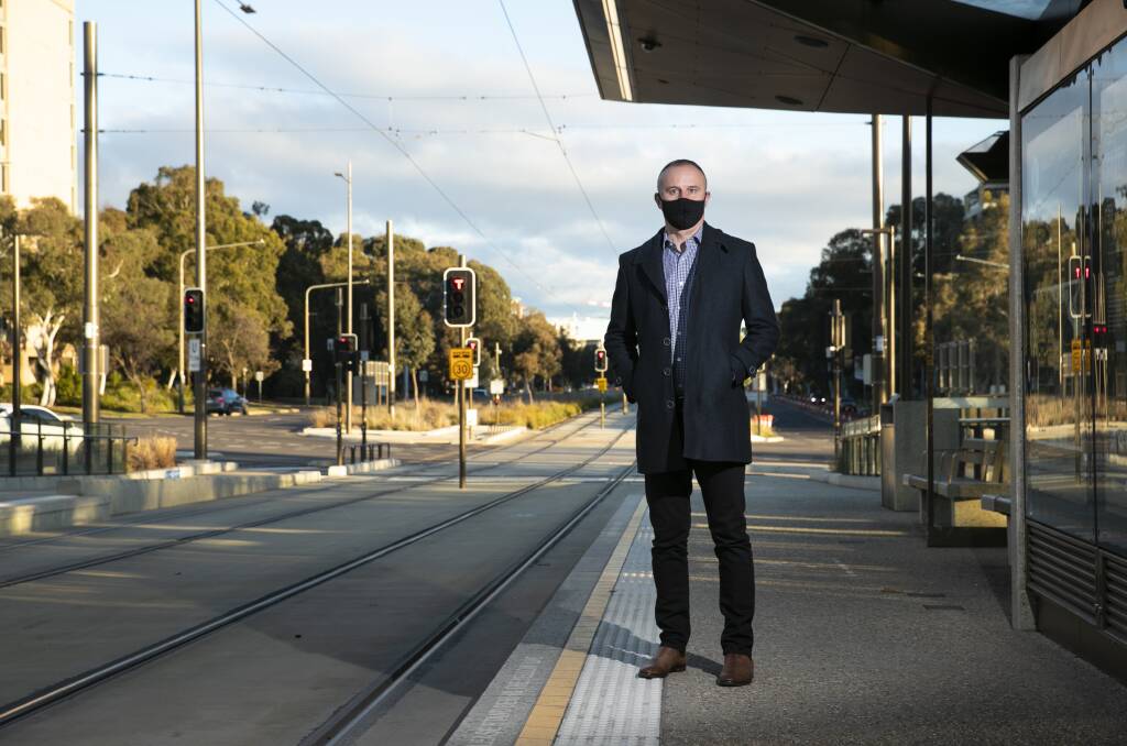 Chief Minister Andrew Barr on Northbourne Avenue. Picture: Keegan Carroll