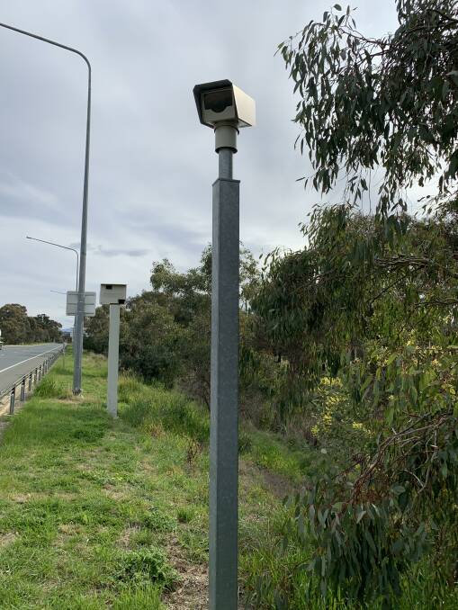 One of the ACT's fixed traffic cameras on the Federal Highway. Picture: Peter Brewer