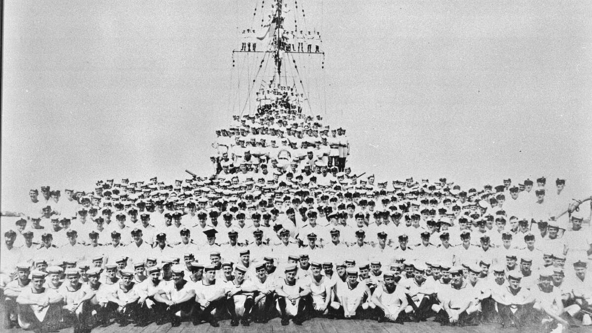 Somewhere, among these 645 sailors is my late Uncle Bill Collins. The crew of the HMAS Sydney II. All but one were lost at sea when the cruiser was sunk in 1941. Picture: RAN