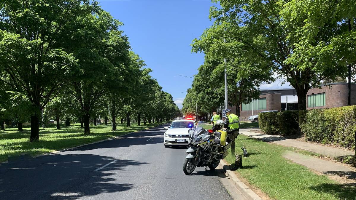 Police breath-testing on Belconnen Way. Picture: Peter Brewer