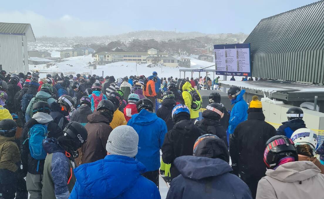 Long wait lines in the lift queues at Perisher during the opening weekend. Picture: Social media