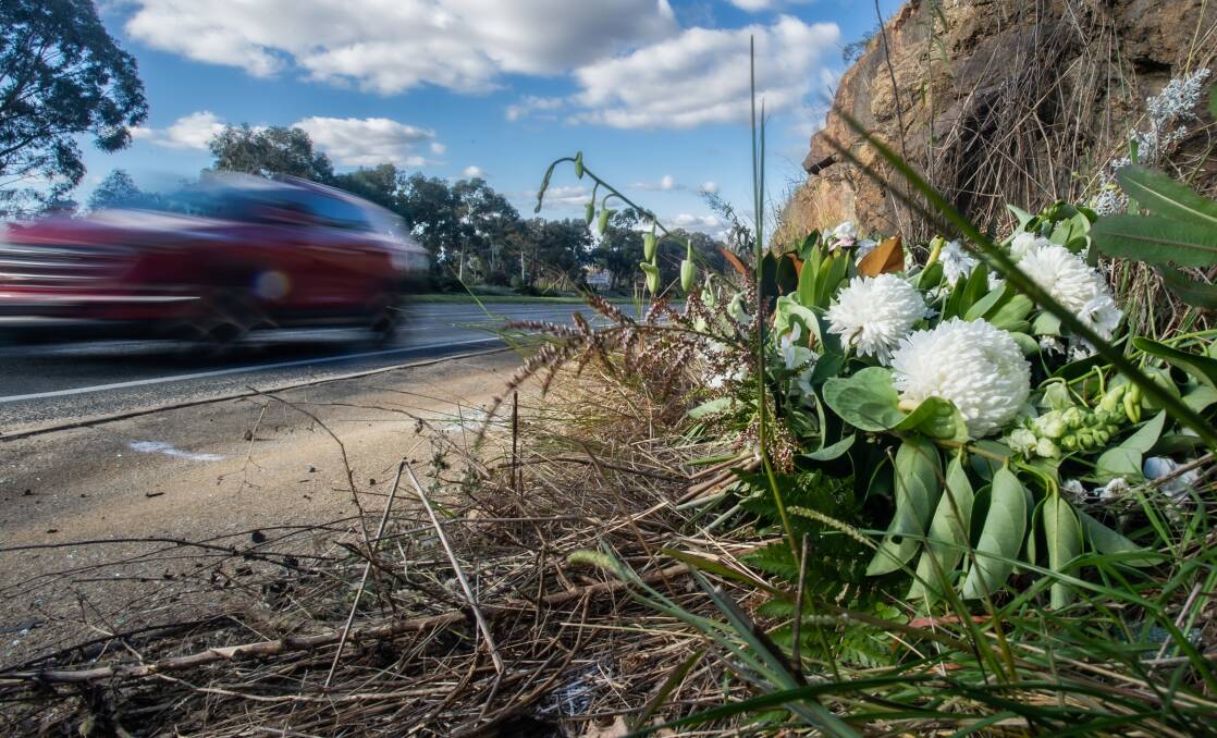 The McLuckie family placed flowers as a memorial to their son on Hindmarsh Drive. Picture: Karleen Minney 