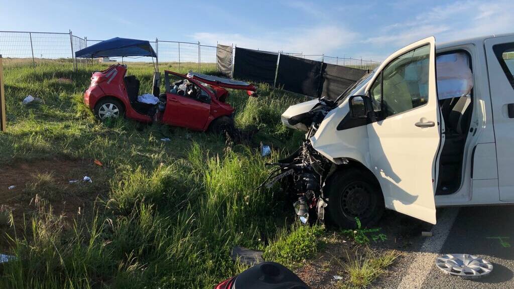 The roof of the Toyota Yaris had to be cut open for rescuers to gain access to the stricken passengers, three of whom were killed. Picture supplied