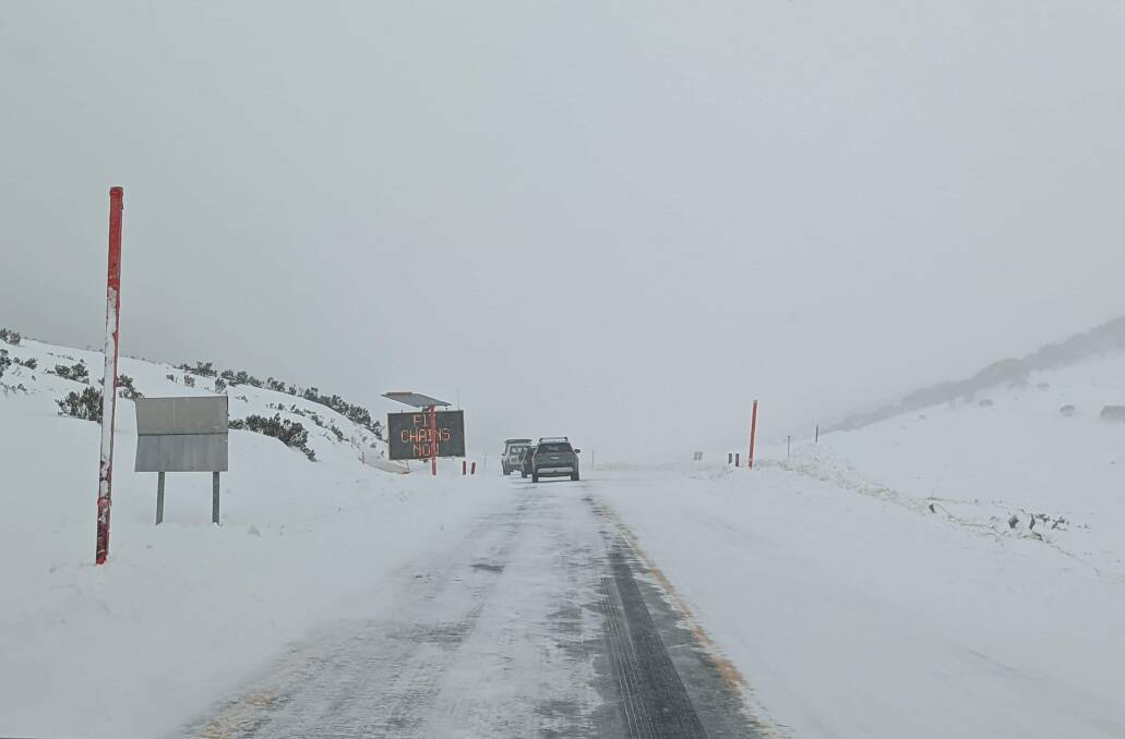 Icy conditions on the Perisher Rd on Tuesday. Picture: Kaz Forman