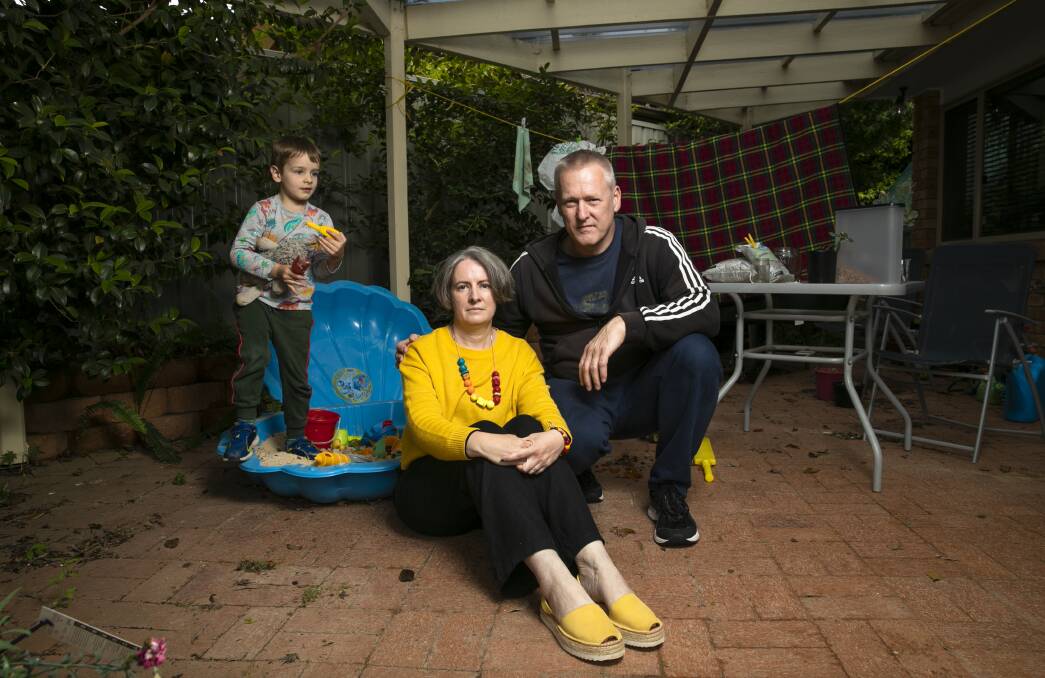 Camille Jago, Andrew Corney and their son, Aidan. Picture by Keegan Carroll 
