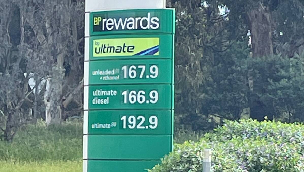 Petrol prices at a Canberra BP on Saturday. Picture: Peter Brewer