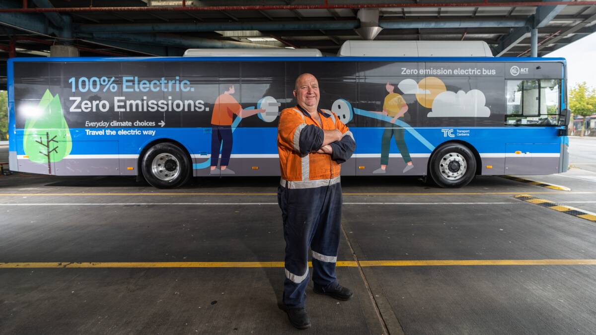 ACTION diesel mechanic Stuart Shiell with the new Yutong electric bus. Picture supplied 