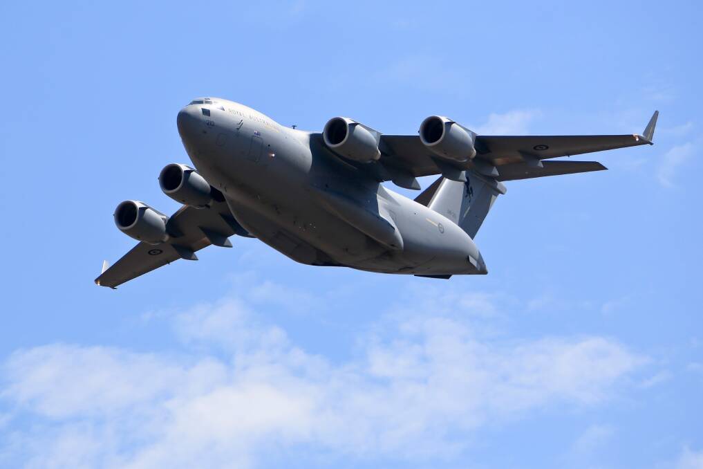 The giant C-17 Globemaster will flyover the ADFA parade on Saturday morning. Picture supplied