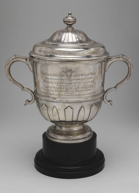The prestigious Brooklands 1000 trophy won by Joan Richmond. Picture: National Museum of Australia
