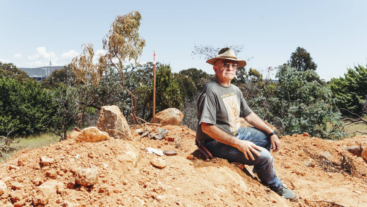Indigenous elder Shane Mortimer was appalled the destruction wrought by the bulldozers at the site. Picture: Dion Georgopoulos