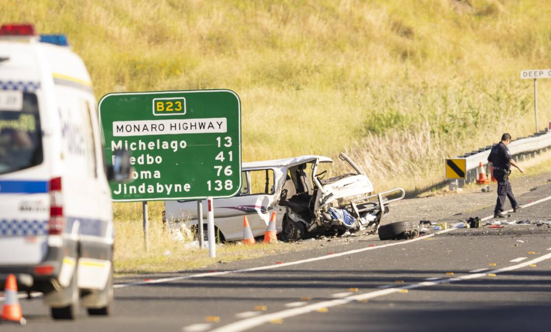NSW Police have closed the Monaro Highway south of Canberra after a fatal crash. Picture: Keegan Carroll