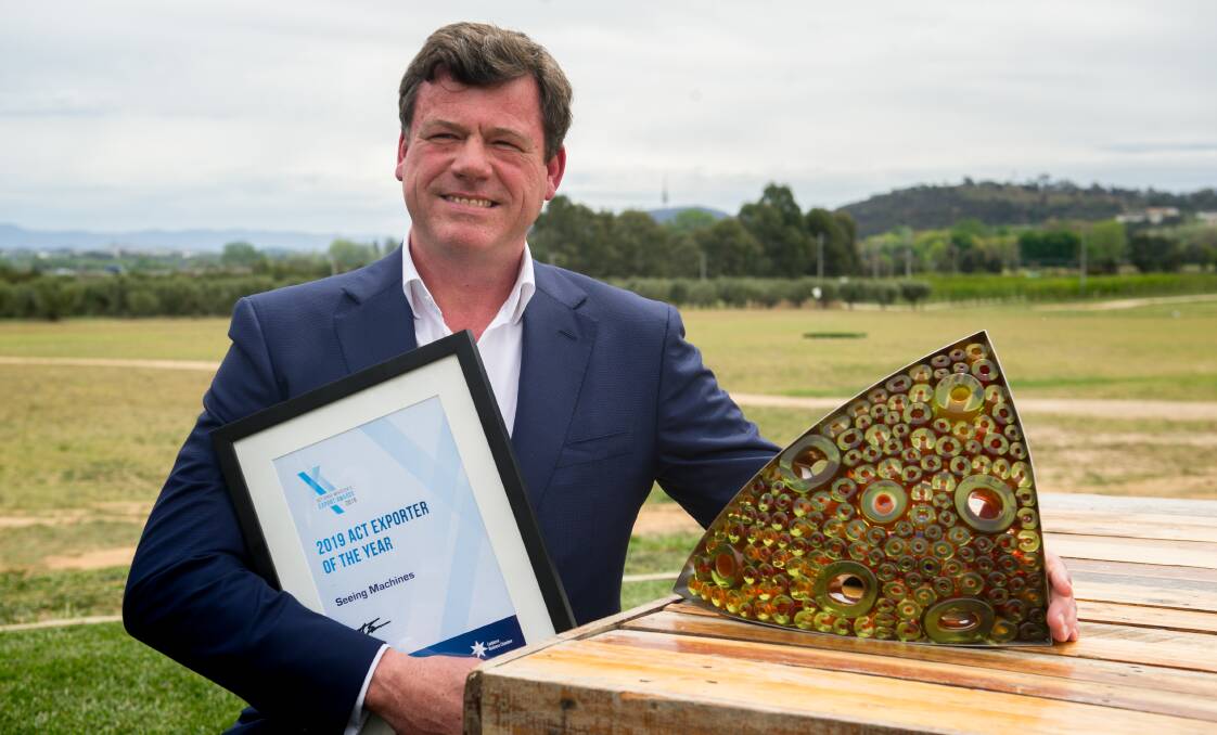 Seeing Machines was awarded the ACT's 2019 exporter of the year, with chief executive Paul McGlone receiving the coveted prize. Picture: Elesa Kurtz 