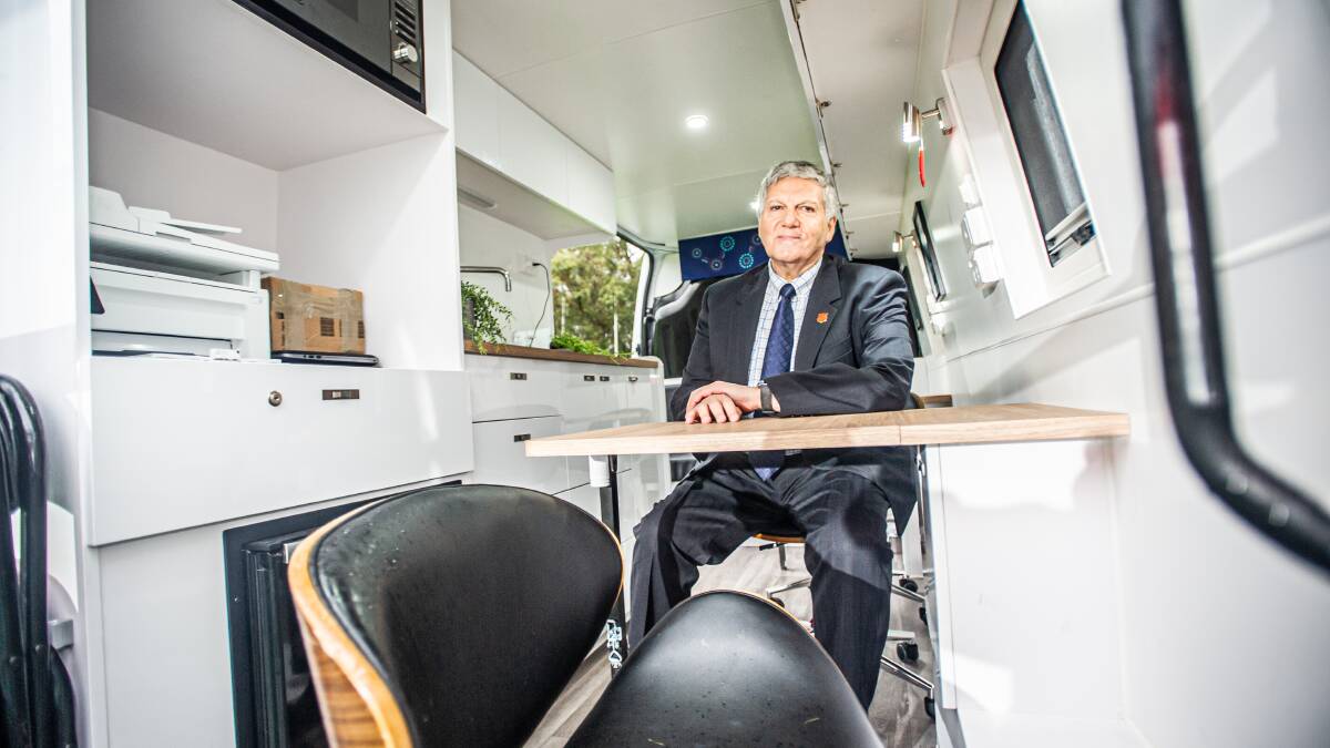 The Salvation Army's director of Employment Plus, Dr Graeme White, inside the new van. Picture by Karleen Minney