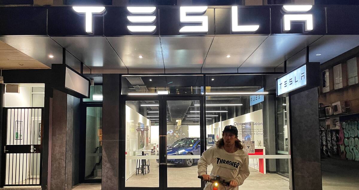 Tesla's shopfront in Civic. Picture by Sitthixay Ditthavong