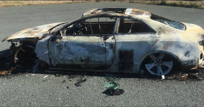 The stolen Audi found burnt out in Canberra on August 31. Picture: NSW Police