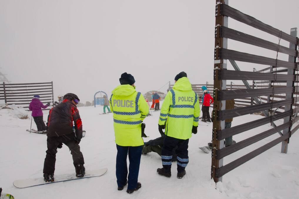 Police from the Alpine search and rescue team at the top of Perisher. Picture supplied